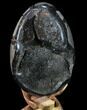 Septarian Dragon Egg Geode - Black Crystals #88187-1